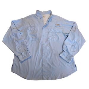 Columbia PFG Mens Medium Blue Long Sleeve Fishing Shirt Ventilated Omni-Shade